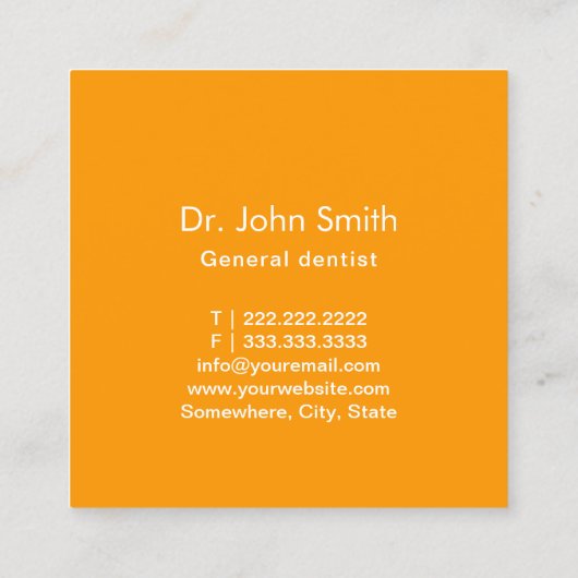 デンタルケアビッグスマイルミニマリスト歯科医 スクエア名刺 (裏面)