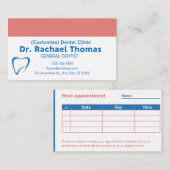 デンタルケアプロフェッショナルアポイントメントカード 予約カード (正面/裏面)