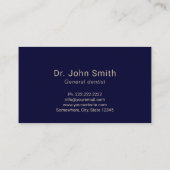 デンタルケアモダンネイビー&金ゴールド歯科医 名刺 (裏面)