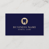 デンタルケアモダンネイビー&金ゴールド歯科医 名刺 (正面)