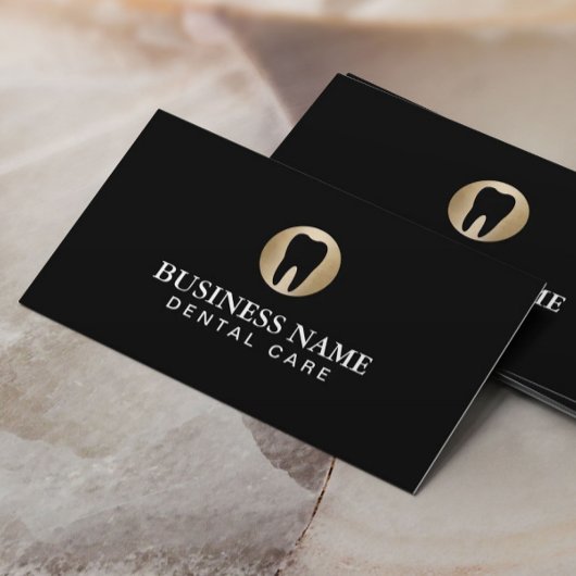 デンタルケアモダンブラック&金ゴールドプロフェッショナル 名刺