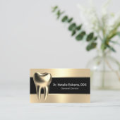 デンタルケアモダンブラック&金ゴールド3D歯歯医者 名刺 (スタンド正面)