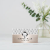 デンタルケアラグジュアリーレザー&バラ金ゴールド歯科医 名刺 (スタンド正面)