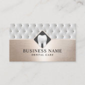 デンタルケアラグジュアリーレザー&バラ金ゴールド歯科医 名刺 (正面)