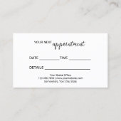 デンタルケア歯のロゴプレーン黒歯医者 予約カード (裏面)