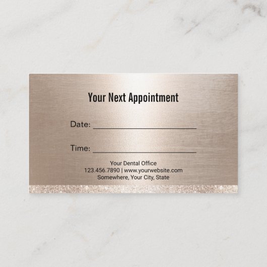 デンタルケア歯のロゴモダン金ゴールド歯科医 予約カード (裏面)