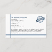 デンタルケア歯科矯正医モダン不可視露光装置 名刺 (裏面)