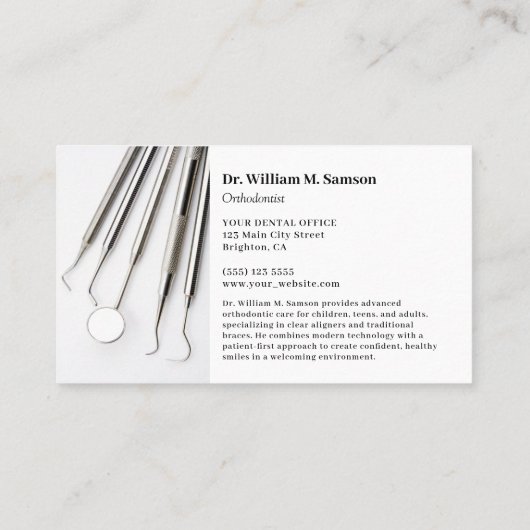 デンタルケア歯科矯正医モダン歯医者ツール 名刺 (裏面)