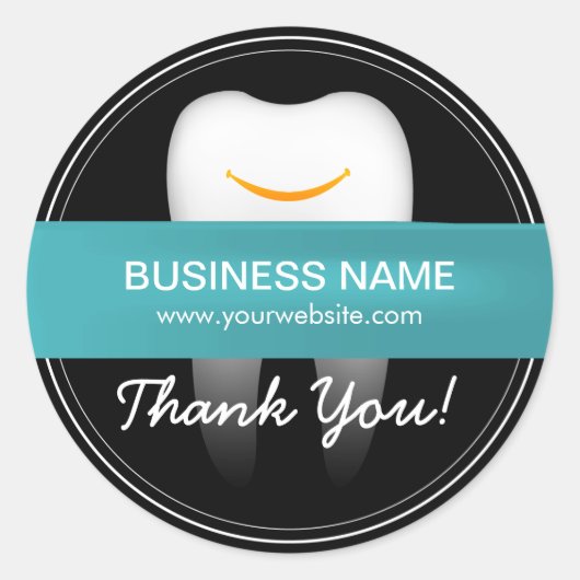 デンタルケア笑顔の歯ビジネスありがとう ラウンドシール (正面)