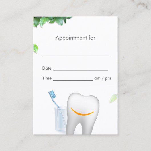 デンタルケア笑顔の歯科アポイントメント 予約カード (正面)