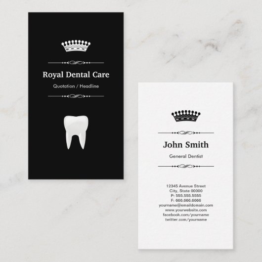 デンタルケア-プロフェッショナルモダン白黒 名刺 (正面/裏面)