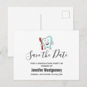 デンタルケアHappy Tooth Graduation Save the Date インビテーションポストカード (正面/裏面)