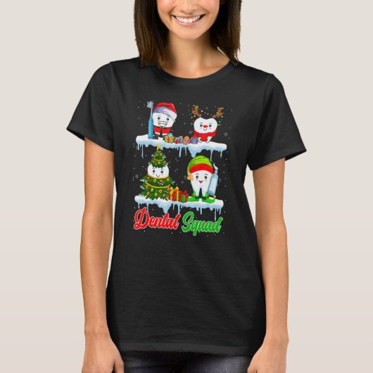 デンタルスクワッドサンタ小妖精や小人トナカイChristmas Tree Tee Tシャツ (正面)