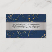 デンタルモダンネイビー金ゴールド大理石銀歯科医 名刺 (裏面)