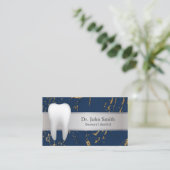 デンタルモダンネイビー金ゴールド大理石銀歯科医 名刺 (スタンド正面)