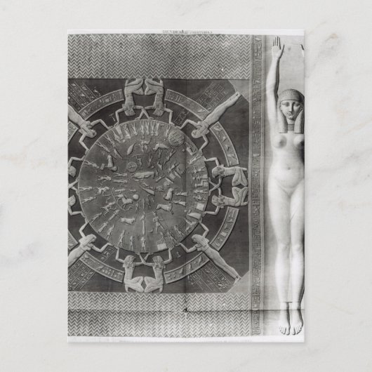 デンデラ〔占星術の〕十二宮図、1802年彫刻 ポストカード (正面)