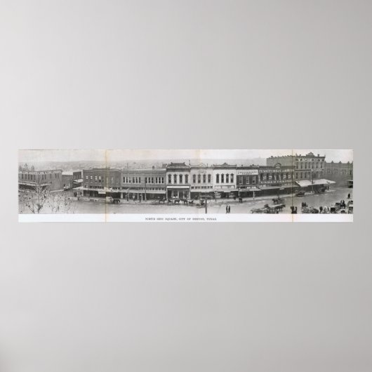 デントン,テキサス州- North Side of Square 1900年代初頭 ポスター (正面)