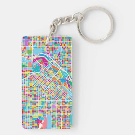デンバーのカラフルな地図 キーホルダー (裏面)