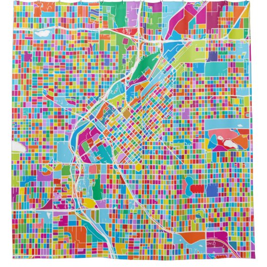 デンバーのカラフルな地図 シャワーカーテン (正面)