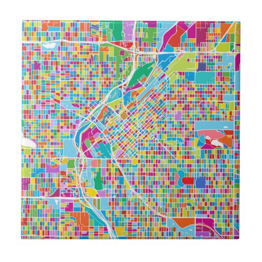 デンバーのカラフルな地図 タイル (正面)