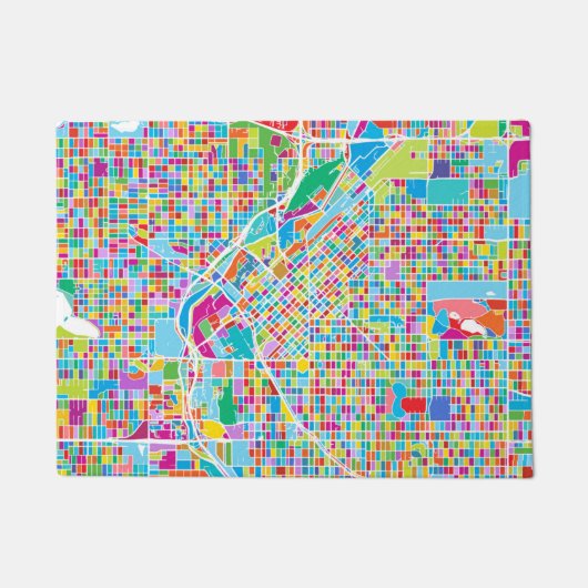 デンバーのカラフルな地図 ドアマット (正面)