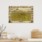 デンバーの地図、鳥瞰図、1908年 ポスター (キッチン)