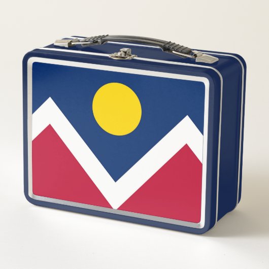 デンバーの旗を持つ金属製ステンレスランチボックス メタルランチボックス (正面)