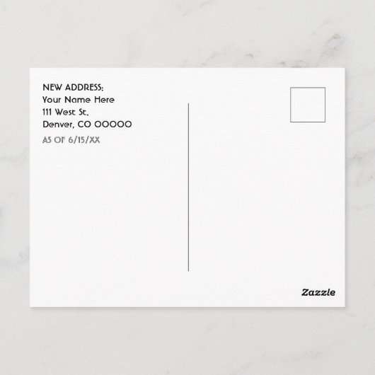 デンバーへの移動ヴィンテージスタイルのアドレス変更 ポストカード (裏面)