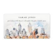 デンバーエレガントコロラドスカイラインウォーターカラーアドレス ラベル (正面)