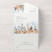 デンバーエレガントコロラドスカイラインウォーター結婚カラー オールインワン招待状 (外側)