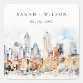 デンバーエレガントコロラドスカイラインウォーター結婚カラー スクエアシール (正面)