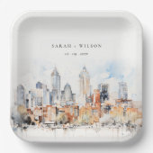 デンバーエレガントコロラドスカイラインウォーター結婚カラー ペーパープレート (正面)