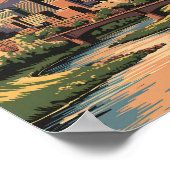 デンバーコロラドイラストレーションサンセットトラベルアート ポスター (角)