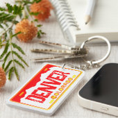 デンバーコロラドオレンジライセンスプレートキーチェーン キーホルダー (正面右)