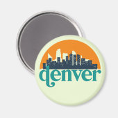 デンバーコロラドシティスカイラインレトロシティスケープアート マグネット (正面/裏面)