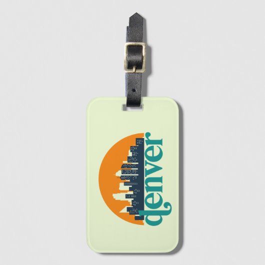 デンバーコロラドシティスカイラインレトロシティスケープアート ラゲッジタグ (正面縦)