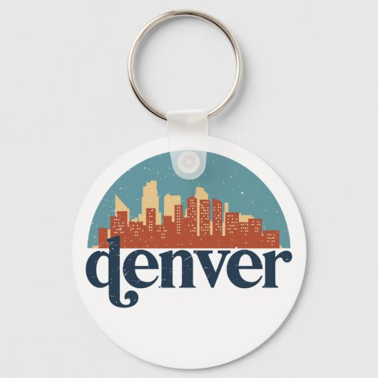 デンバーコロラドシティスカイラインヴィンテージ街並 キーホルダー (正面)