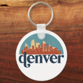 デンバーコロラドシティスカイラインヴィンテージ街並 キーホルダー (正面)