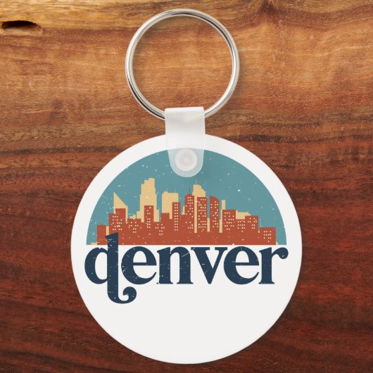 デンバーコロラドシティスカイラインヴィンテージ街並 キーホルダー (正面)