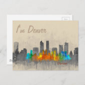 デンバーコロラドシティスカイラインHq v3.私はデンヴァーだ ポストカード (正面/裏面)
