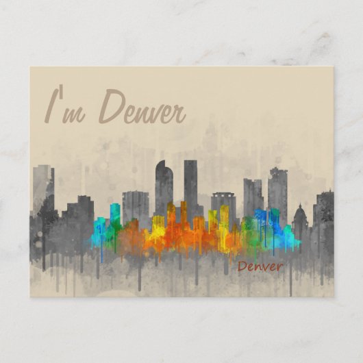 デンバーコロラドシティスカイラインHq v3.私はデンヴァーだ ポストカード (正面)