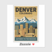 デンバーコロラドスカイライントラベルアートヴィンテージ シール (シート)