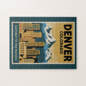 デンバーコロラドスカイライントラベルアートヴィンテージ ジグソーパズル (横)