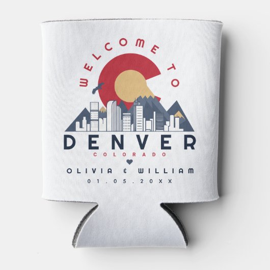 デンバーコロラドスタイライズドスカイラインウェルカム結婚ズ 缶クーラー (正面)
