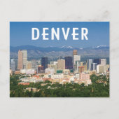 デンバーコロラドダウンタウンのスカイラインと山 ポストカード (正面)