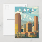 デンバーコロラドトラベルアートヴィンテージ ポストカード (正面/裏面)