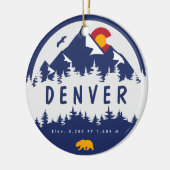 デンバーコロラドフラッグマウンテンシティハイキングスキー セラミックオーナメント (左)