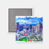 デンバーコロラドヴィンテージレトロトラベルウォーター色 マグネット (正面/裏面)