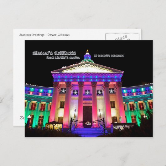 デンバーコロラド州からの季節の挨拶 シーズンポストカード (正面/裏面)