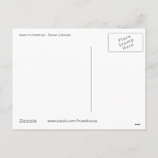 デンバーコロラド州からの季節の挨拶 シーズンポストカード (裏面)